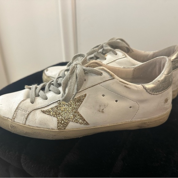 Golden Goose Shoes - Golden Goose White Sneakers with Glitter Gold Star